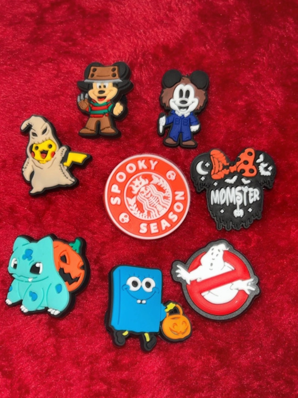 CROCS Halloween Character Jibbitz Charms - Orange, Black, Blue, Red, Teal, White